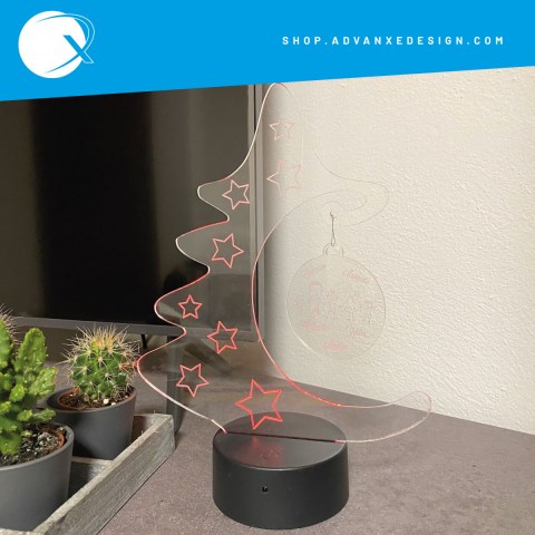 Lampada a led 3D forma Alberello di natale con base a led multicolor