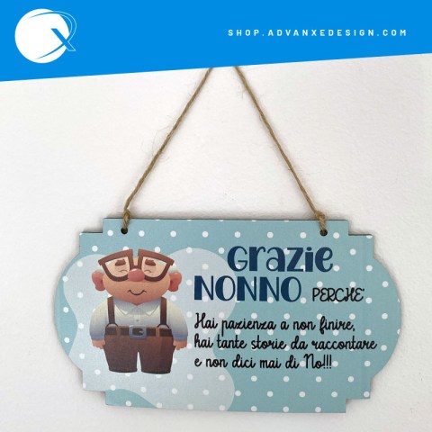 idea regalo festa dei nonni, targa in legno con stampata una dedica personalizzata